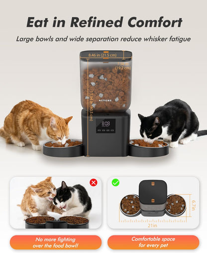 Automatic Dog Feeder - 8L/34 Cups Large Capacity Automatic Cat Food Dispenser with LCD Screen, Large Food Tray, Battery Operated, Timed Cat Feeder, Up to 50 Portions 6 Meals Per Day, Keeps Fresh