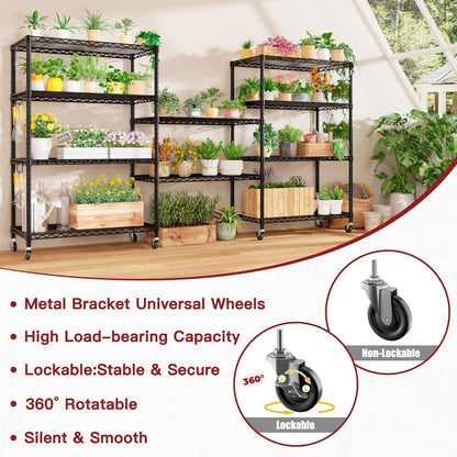 74" H Wire Shelving 1250lbs 5 Tier Storage Shelves with Wheels