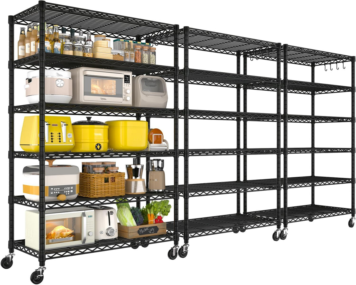 74" H Wire Shelving 1250lbs 5 Tier Storage Shelves with Wheels