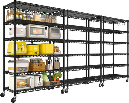 74" H Wire Shelving 1250lbs 5 Tier Storage Shelves with Wheels