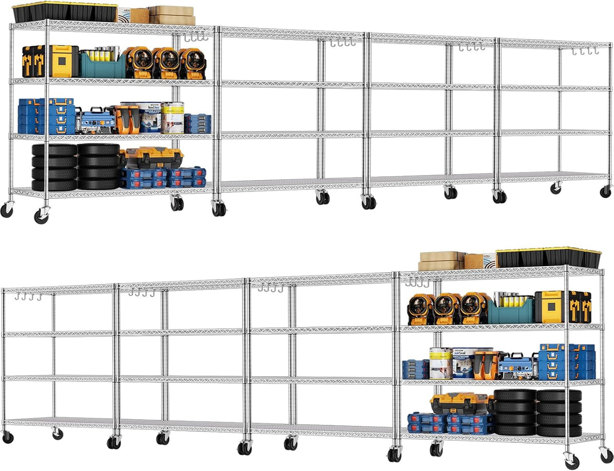 74" H Wire Shelving 1250lbs 5 Tier Storage Shelves with Wheels