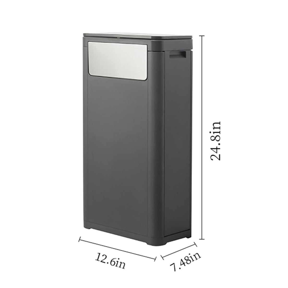 Bathroom Tall Skinny Trash Can with Lid,6 Gallon,Black