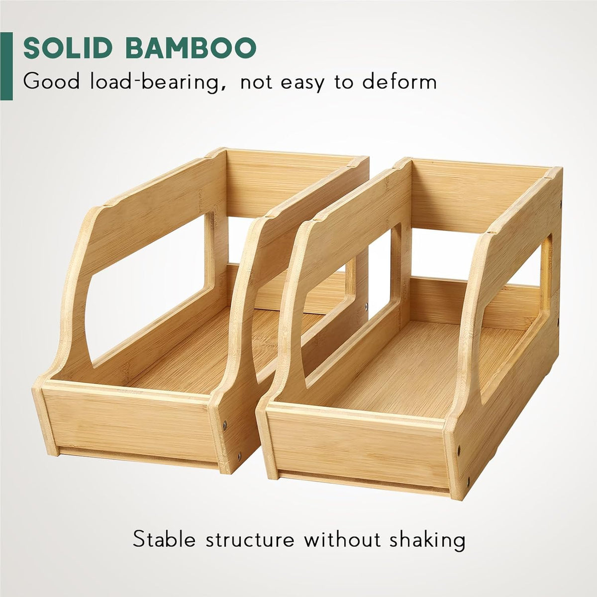 Rolling Bamboo Can Organizer Rack, Stackable Can Storage | Double-Layer Can Storage for Pantry, Canned Goods Holder Dispenser For Countertop Kitchen Cabinet or Pantry Shelf