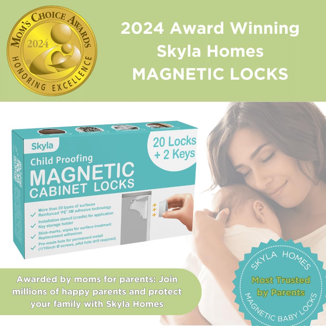 Child Safety Magnetic Cabinet Locks, White