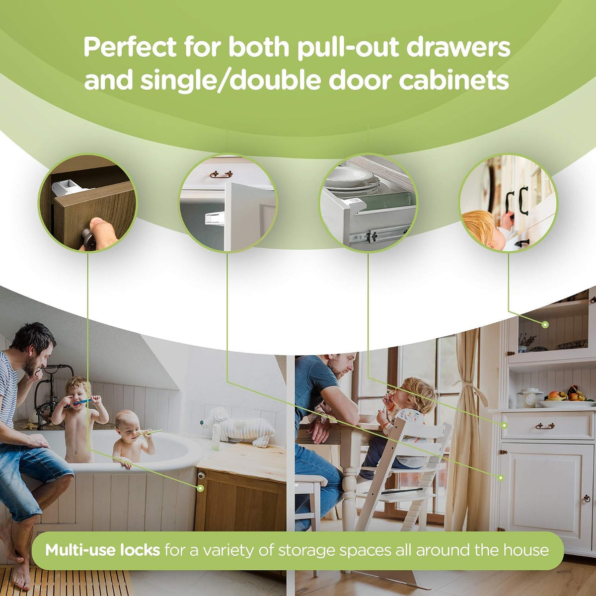 Child Safety Magnetic Cabinet Locks, White