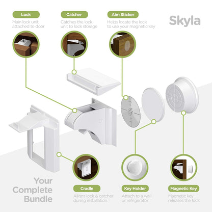 Child Safety Magnetic Cabinet Locks, White