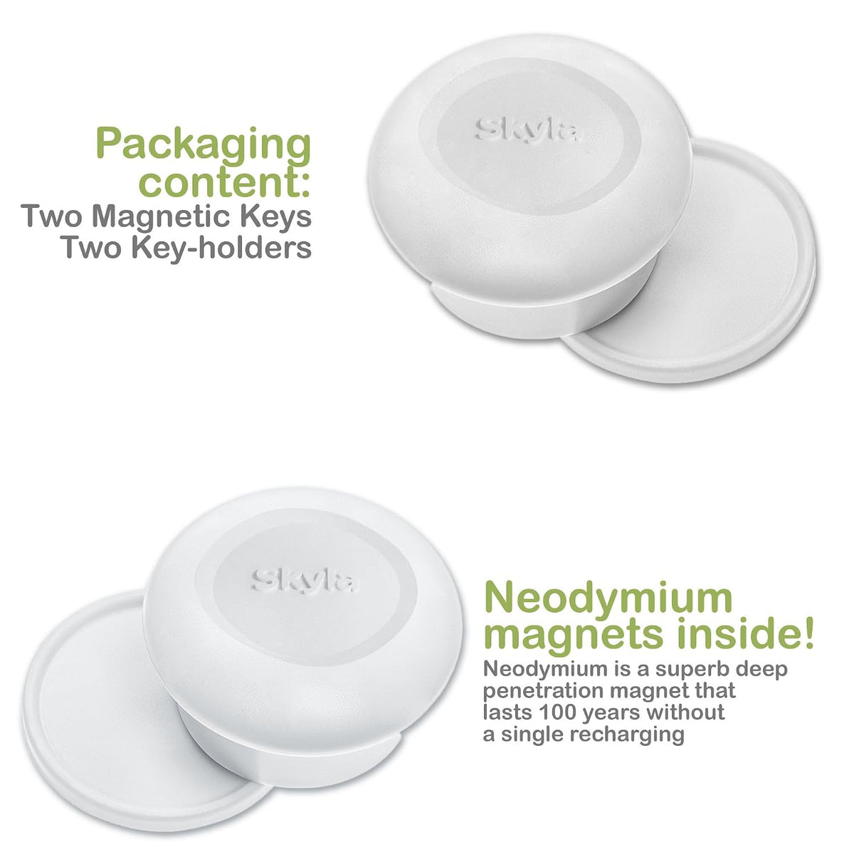 Child Safety Magnetic Cabinet Locks, White