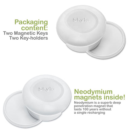 Child Safety Magnetic Cabinet Locks, White