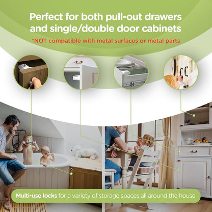 Child Safety Magnetic Cabinet Locks, White