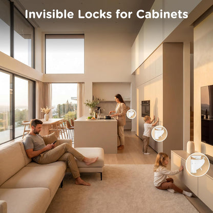 Child Safety Magnetic Cabinet Locks, White