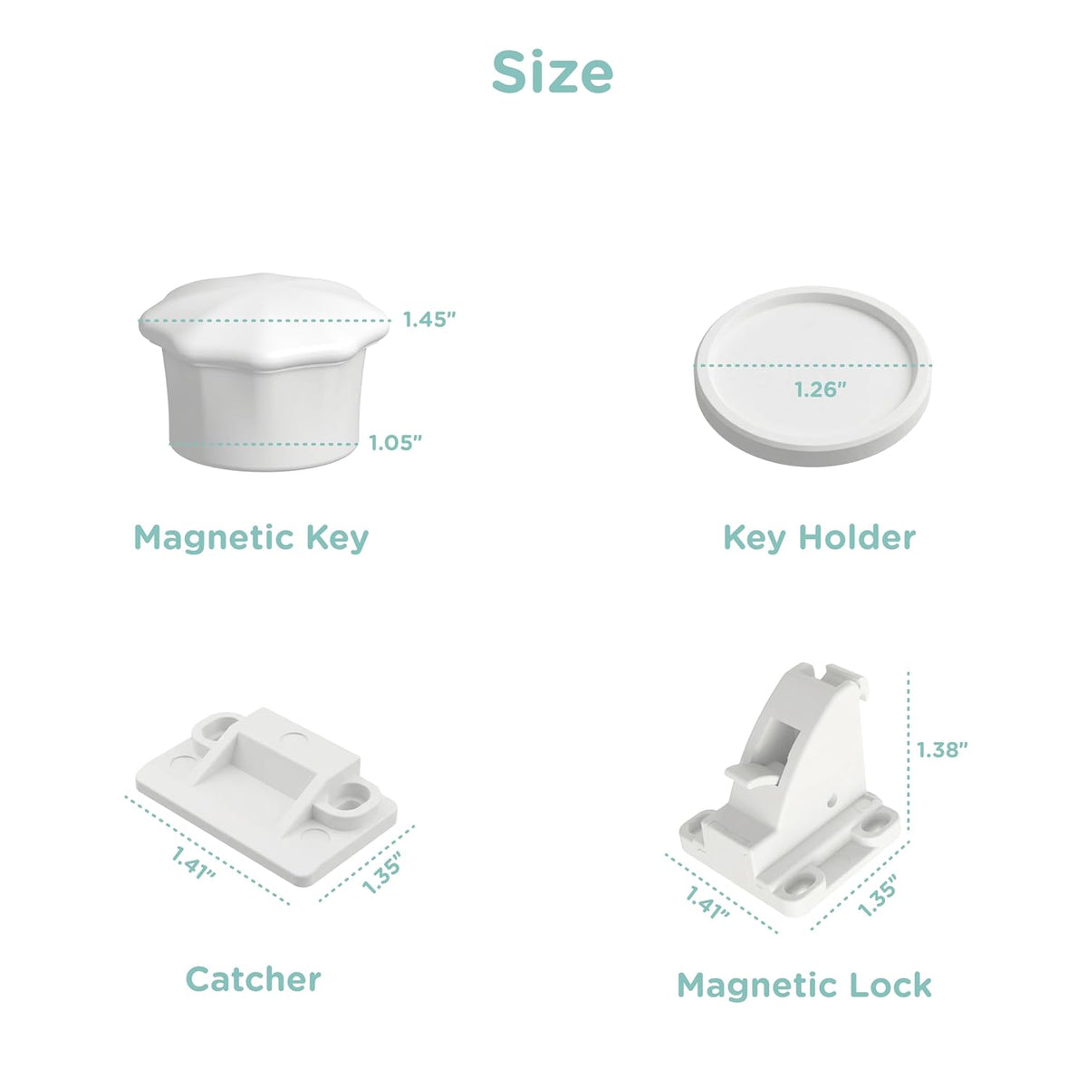 Child Safety Magnetic Cabinet Locks, White