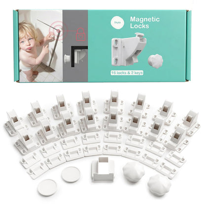 Child Safety Magnetic Cabinet Locks, White