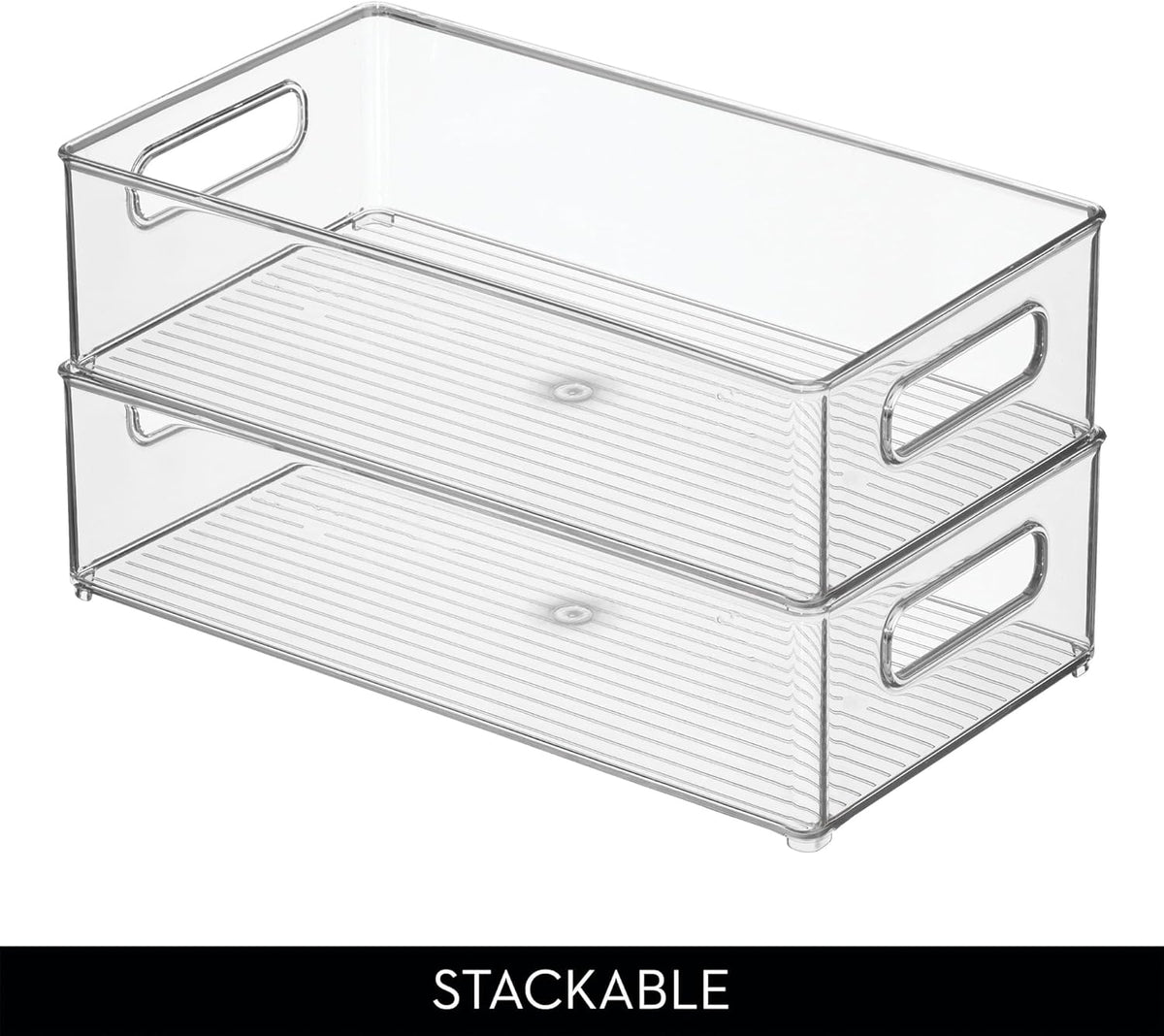 iDesign Stackable Fridge Bin - Storage Bin for Freezer or Pantry, Set of 2, Clear, Made in USA