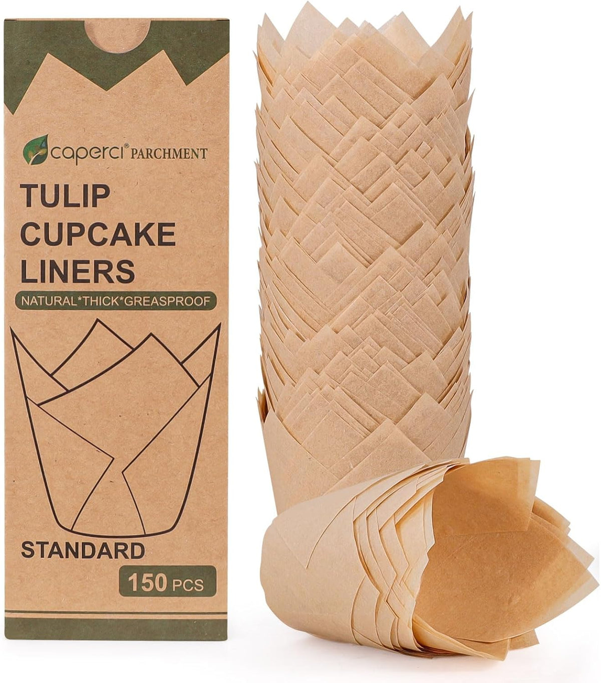 150pcs Tulip Cupcake Liners Parchment Paper Muffin Cups for Baking