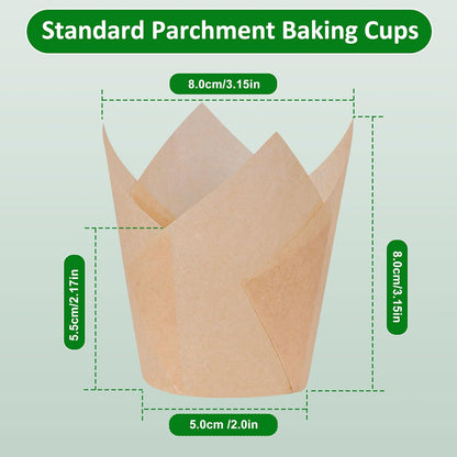 150pcs Tulip Cupcake Liners Parchment Paper Muffin Cups for Baking