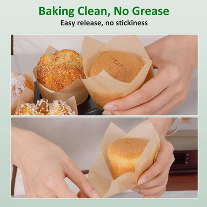 150pcs Tulip Cupcake Liners Parchment Paper Muffin Cups for Baking