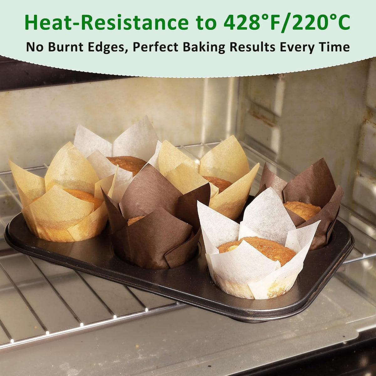 150pcs Tulip Cupcake Liners Parchment Paper Muffin Cups for Baking