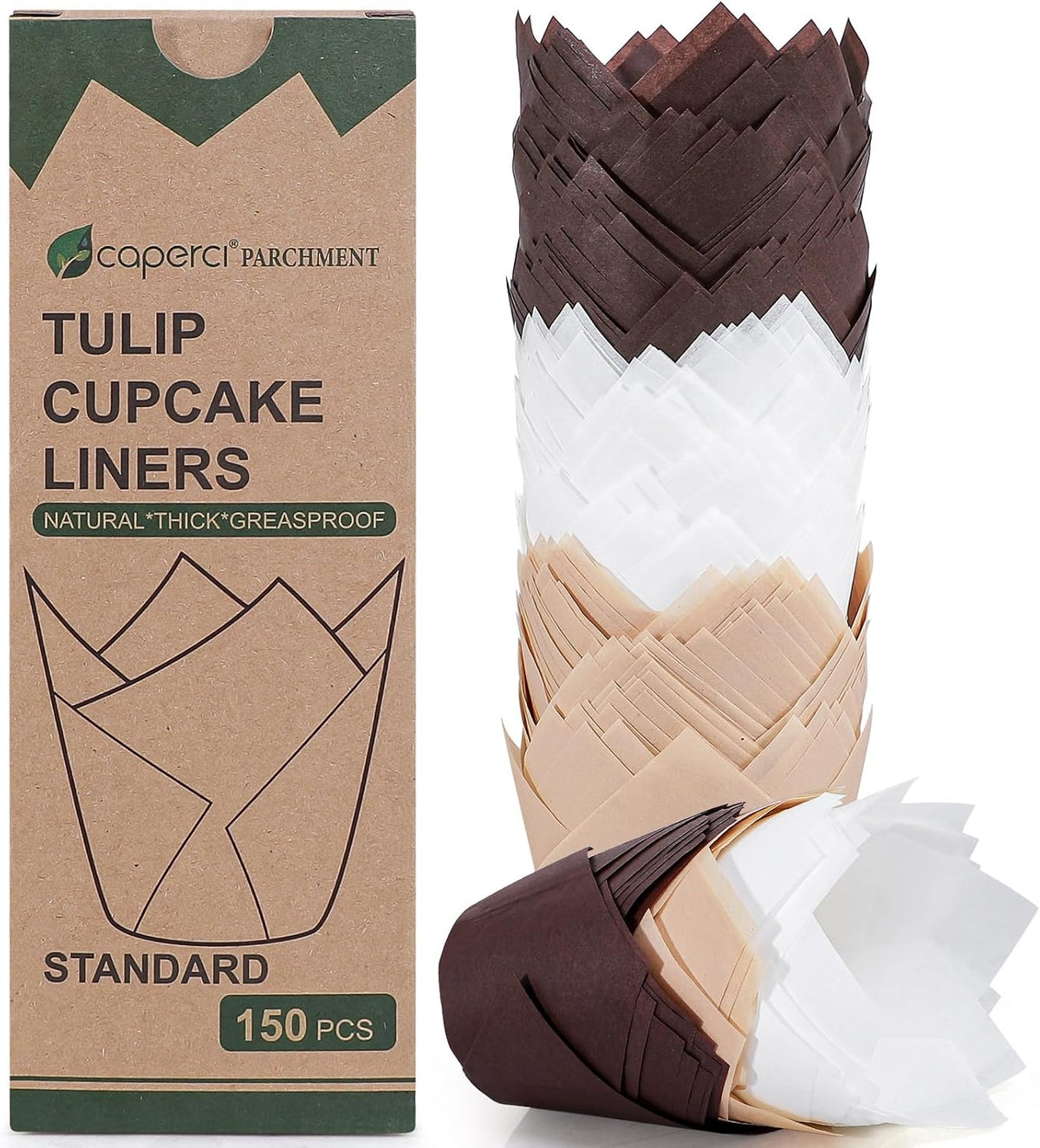 150pcs Tulip Cupcake Liners Parchment Paper Muffin Cups for Baking