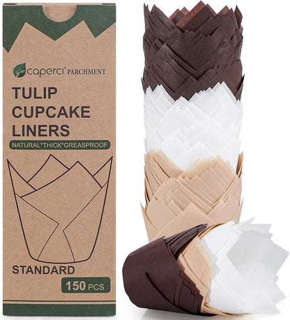 150pcs Tulip Cupcake Liners Parchment Paper Muffin Cups for Baking