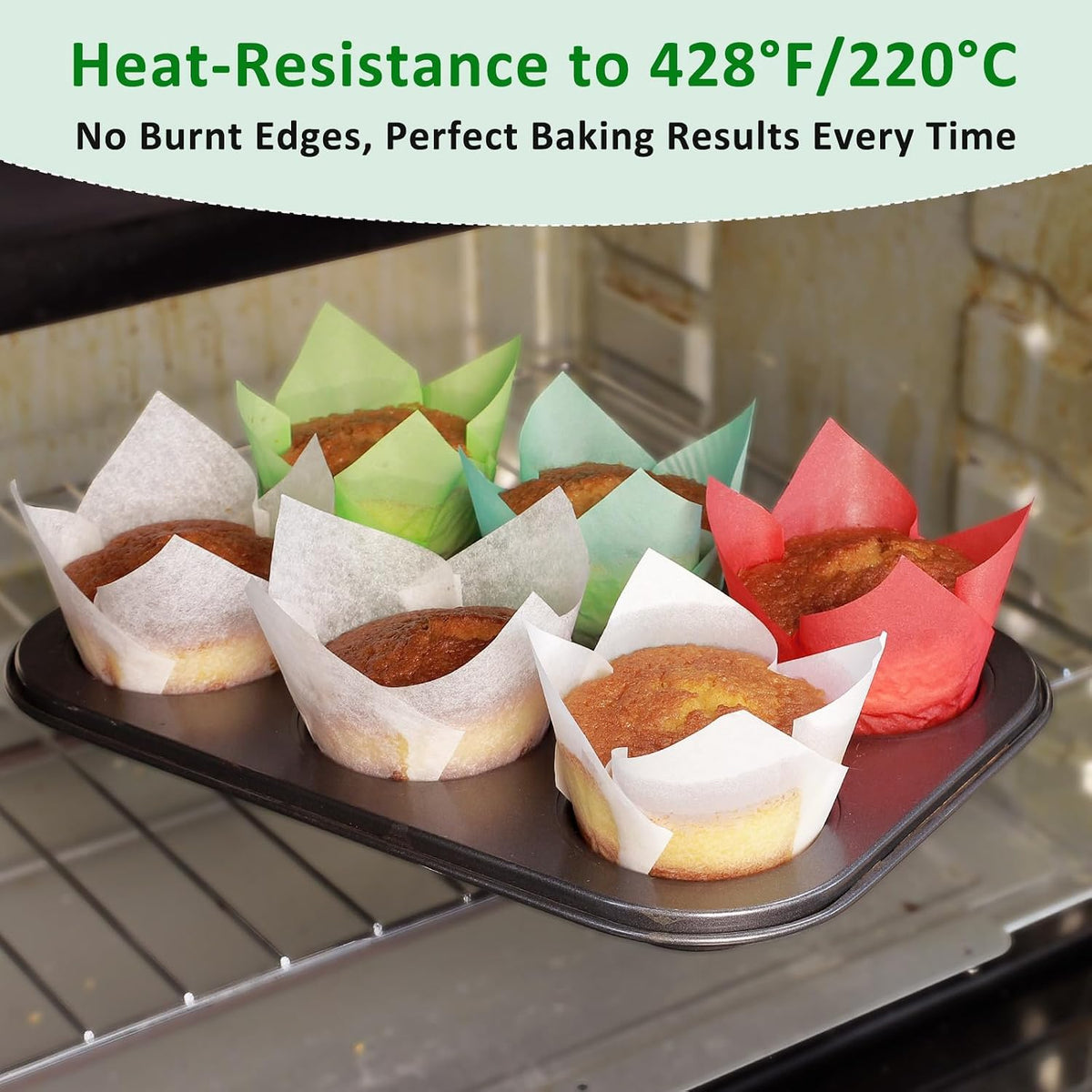 150pcs Tulip Cupcake Liners Parchment Paper Muffin Cups for Baking