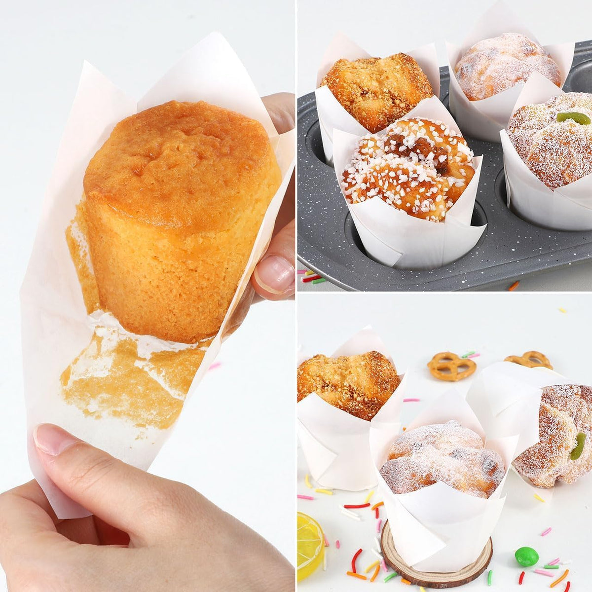 150pcs Tulip Cupcake Liners Parchment Paper Muffin Cups for Baking