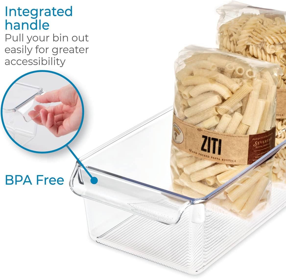 Linus Plastic Fridge and Freezer Storage Organizer Bin with Handle, Clear Container for Food, Drinks, Produce Organization, BPA-Free , 11.5" x 6" x 3.5", Clear | With Handle, BPA-Free, For Food, Drinks, Produce, Freezer Compatible