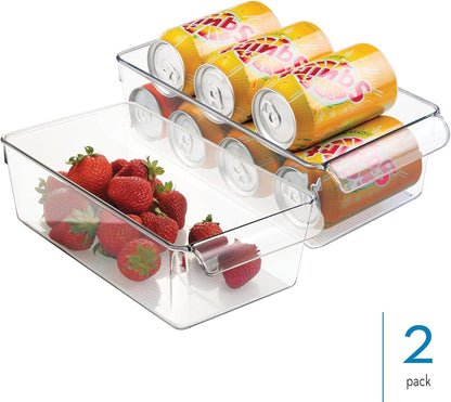 Linus Plastic Fridge and Freezer Storage Organizer Bin with Handle, Clear Container for Food, Drinks, Produce Organization, BPA-Free , 11.5" x 6" x 3.5", Clear | With Handle, BPA-Free, For Food, Drinks, Produce, Freezer Compatible