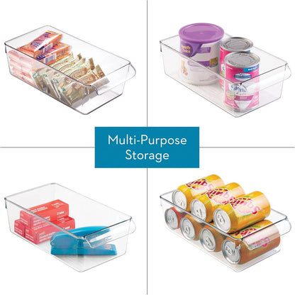 Linus Plastic Fridge and Freezer Storage Organizer Bin with Handle, Clear Container for Food, Drinks, Produce Organization, BPA-Free , 11.5" x 6" x 3.5", Clear | With Handle, BPA-Free, For Food, Drinks, Produce, Freezer Compatible