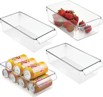 Linus Plastic Fridge and Freezer Storage Organizer Bin with Handle, Clear Container for Food, Drinks, Produce Organization, BPA-Free , 11.5" x 6" x 3.5", Clear | With Handle, BPA-Free, For Food, Drinks, Produce, Freezer Compatible