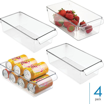 Linus Plastic Fridge and Freezer Storage Organizer Bin with Handle, Clear Container for Food, Drinks, Produce Organization, BPA-Free , 11.5" x 6" x 3.5", Clear | With Handle, BPA-Free, For Food, Drinks, Produce, Freezer Compatible