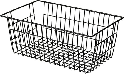 Freezer Baskets Wire Farmhouse Large Organizer Storage Bins Rack for Storage, Office, Bathroom, Pantry Organization with Handles-Set of 2, 15.7"