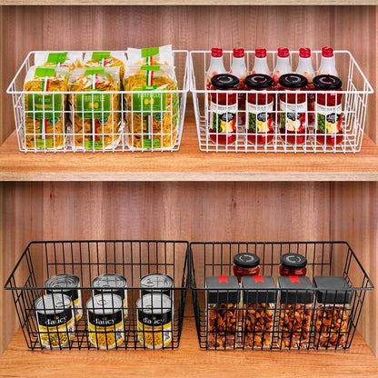 Freezer Baskets Wire Farmhouse Large Organizer Storage Bins Rack for Storage, Office, Bathroom, Pantry Organization with Handles-Set of 2, 15.7"