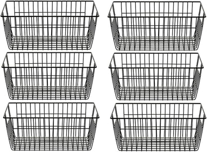 Freezer Baskets Wire Farmhouse Large Organizer Storage Bins Rack for Storage, Office, Bathroom, Pantry Organization with Handles-Set of 2, 15.7"