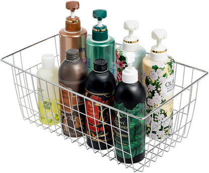 Freezer Baskets Wire Farmhouse Large Organizer Storage Bins Rack for Storage, Office, Bathroom, Pantry Organization with Handles-Set of 2, 15.7"