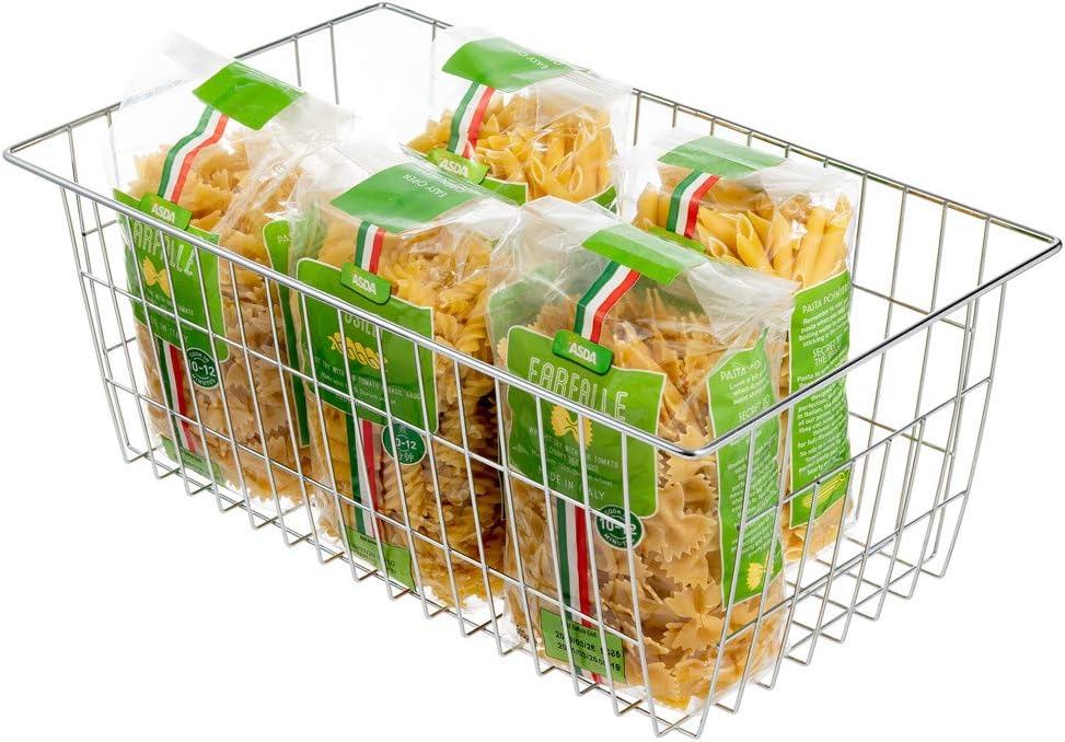 Freezer Baskets Wire Farmhouse Large Organizer Storage Bins Rack for Storage, Office, Bathroom, Pantry Organization with Handles-Set of 2, 15.7"