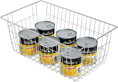 Freezer Baskets Wire Farmhouse Large Organizer Storage Bins Rack for Storage, Office, Bathroom, Pantry Organization with Handles-Set of 2, 15.7"