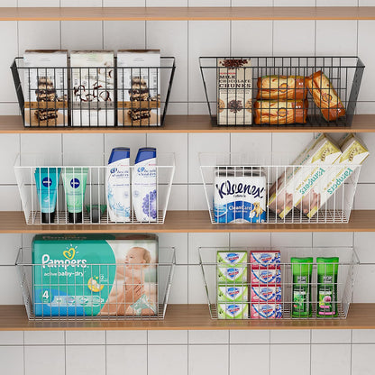 Freezer Baskets Wire Farmhouse Large Organizer Storage Bins Rack for Storage, Office, Bathroom, Pantry Organization with Handles-Set of 2, 15.7"