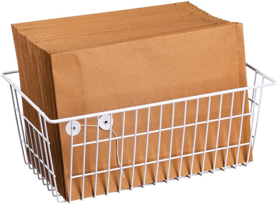 Freezer Baskets Wire Farmhouse Large Organizer Storage Bins Rack for Storage, Office, Bathroom, Pantry Organization with Handles-Set of 2, 15.7"