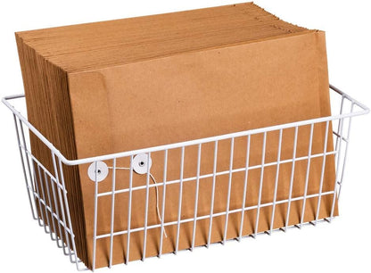 Freezer Baskets Wire Farmhouse Large Organizer Storage Bins Rack for Storage, Office, Bathroom, Pantry Organization with Handles-Set of 2, 15.7"