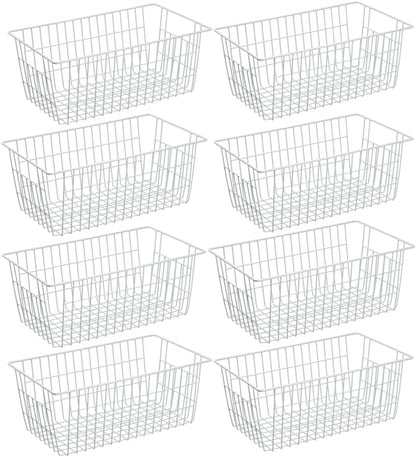 Freezer Baskets Wire Farmhouse Large Organizer Storage Bins Rack for Storage, Office, Bathroom, Pantry Organization with Handles-Set of 2, 15.7"