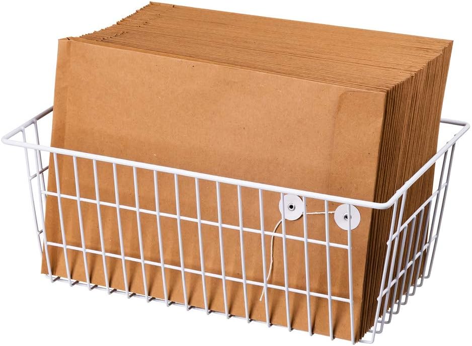 Freezer Baskets Wire Farmhouse Large Organizer Storage Bins Rack for Storage, Office, Bathroom, Pantry Organization with Handles-Set of 2, 15.7"