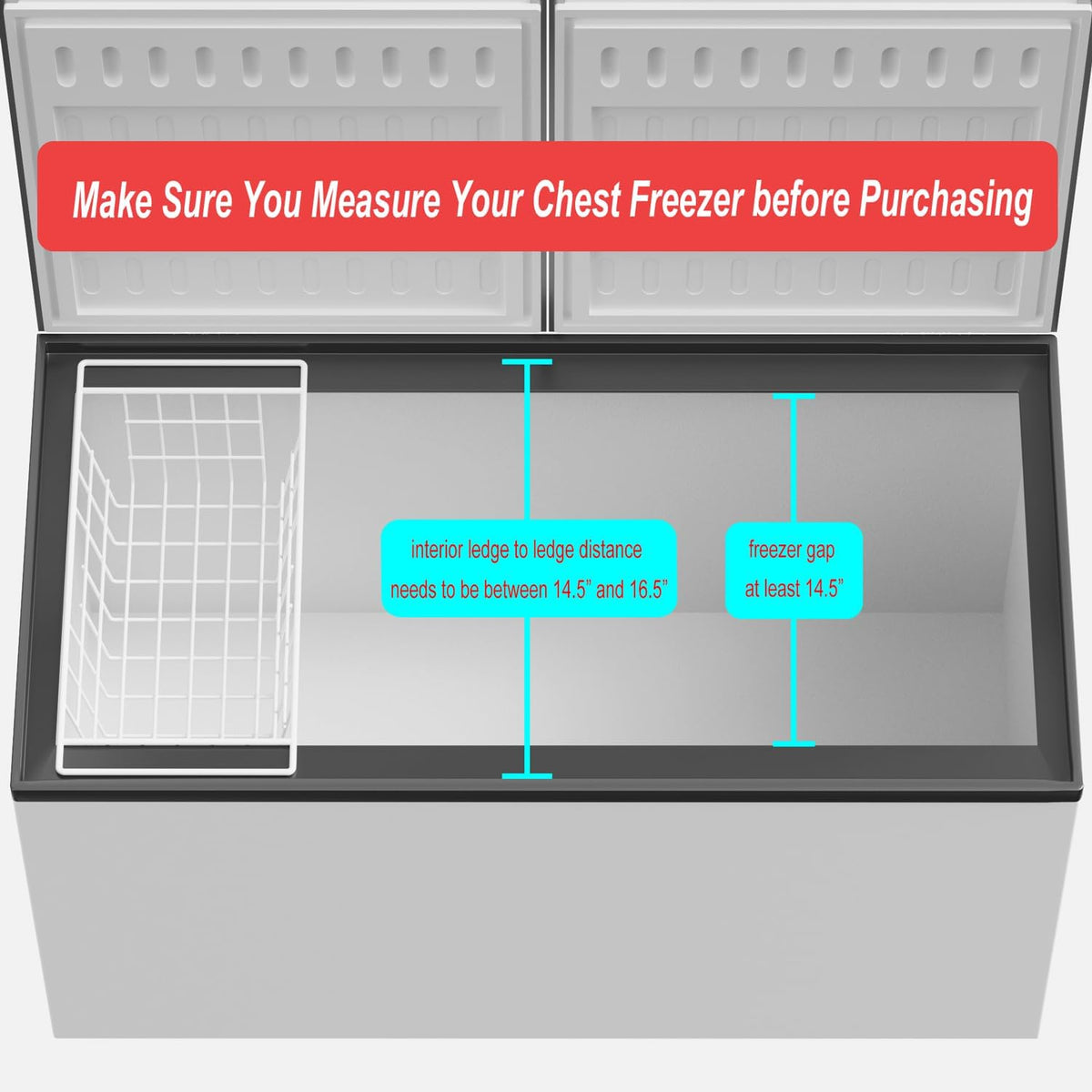 Freezer Baskets Wire Farmhouse Large Organizer Storage Bins Rack for Storage, Office, Bathroom, Pantry Organization with Handles-Set of 2, 15.7"