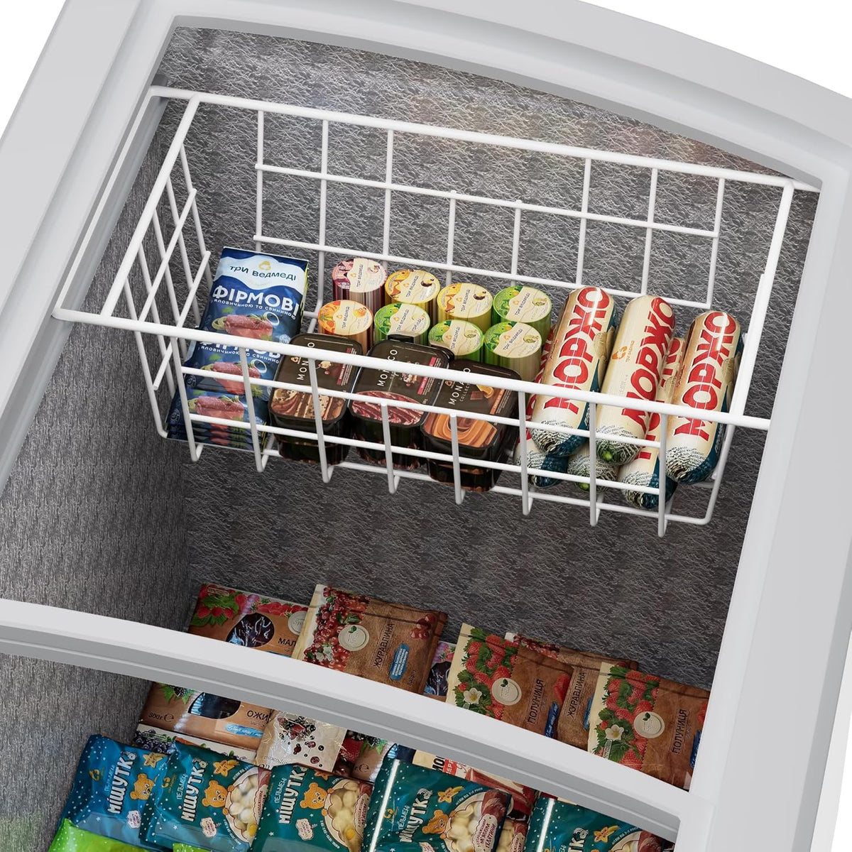 Freezer Baskets Wire Farmhouse Large Organizer Storage Bins Rack for Storage, Office, Bathroom, Pantry Organization with Handles-Set of 2, 15.7"