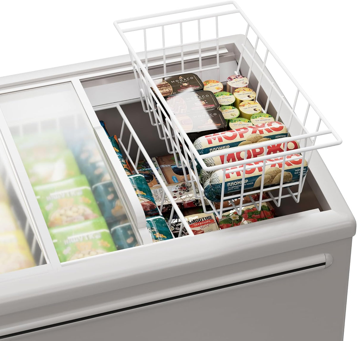 Freezer Baskets Wire Farmhouse Large Organizer Storage Bins Rack for Storage, Office, Bathroom, Pantry Organization with Handles-Set of 2, 15.7"