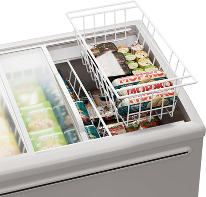 Freezer Baskets Wire Farmhouse Large Organizer Storage Bins Rack for Storage, Office, Bathroom, Pantry Organization with Handles-Set of 2, 15.7"