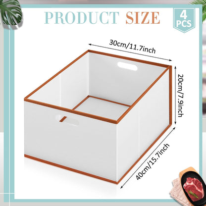4 Pcs Freezer Organizer Bins, Collapsible Deep Chest Freezer Organizer Bins with Handles 11.7'' x 15.7'' x 7.9'' Water Resistant for Bedroom, Pantry, Living Room, Fruits, Meats