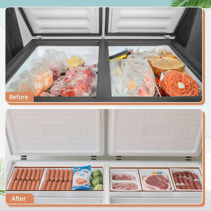 4 Pcs Freezer Organizer Bins, Collapsible Deep Chest Freezer Organizer Bins with Handles 11.7'' x 15.7'' x 7.9'' Water Resistant for Bedroom, Pantry, Living Room, Fruits, Meats