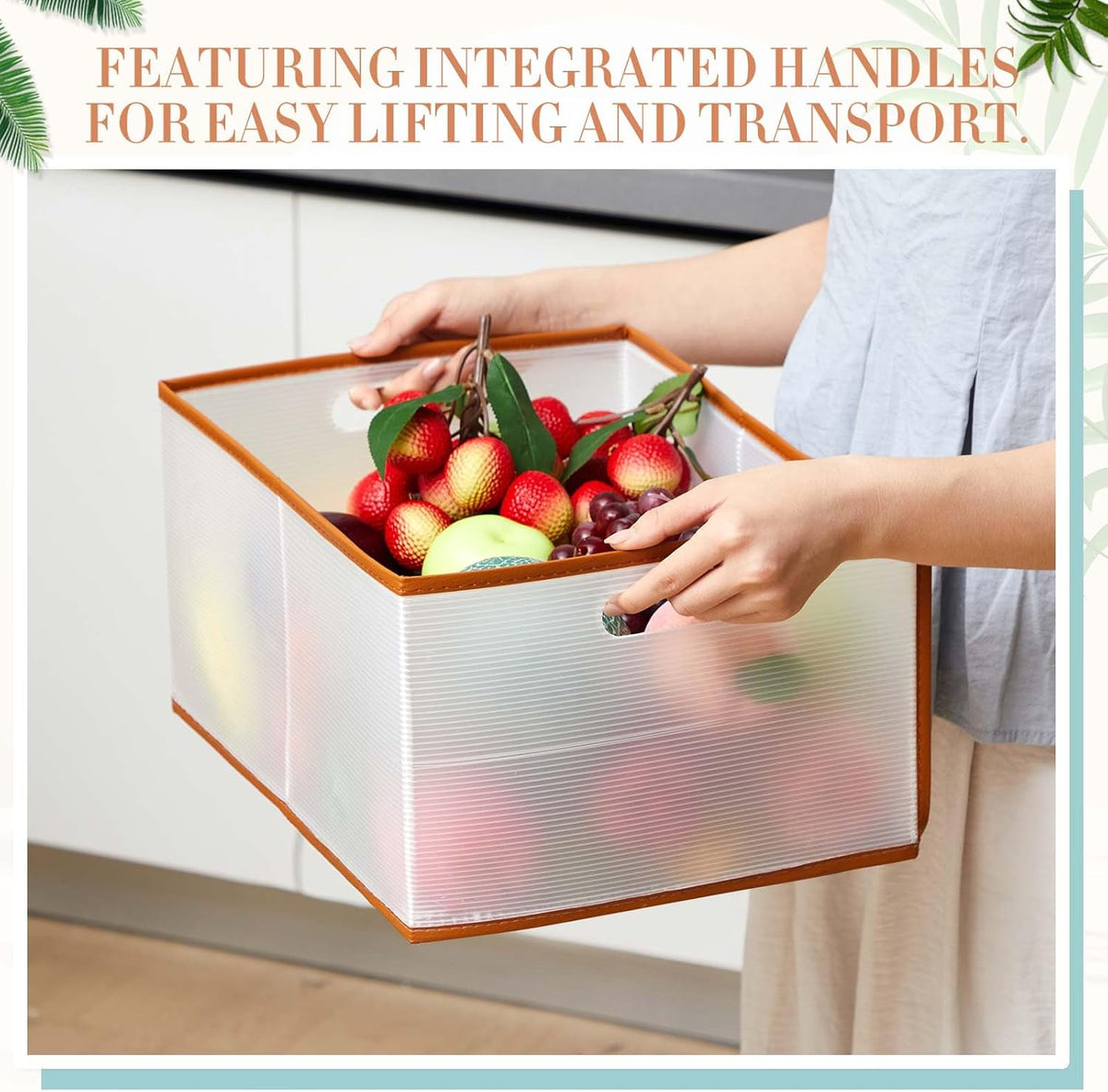 4 Pcs Freezer Organizer Bins, Collapsible Deep Chest Freezer Organizer Bins with Handles 11.7'' x 15.7'' x 7.9'' Water Resistant for Bedroom, Pantry, Living Room, Fruits, Meats