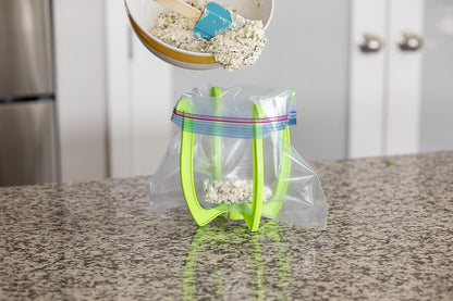 Bag Well Sealable Bag Holder for Gallon Size Food Storage Bags | Keeps bags open with both hands free, speeds up filling for meal prep or leftovers, folds flat to save kitchen space