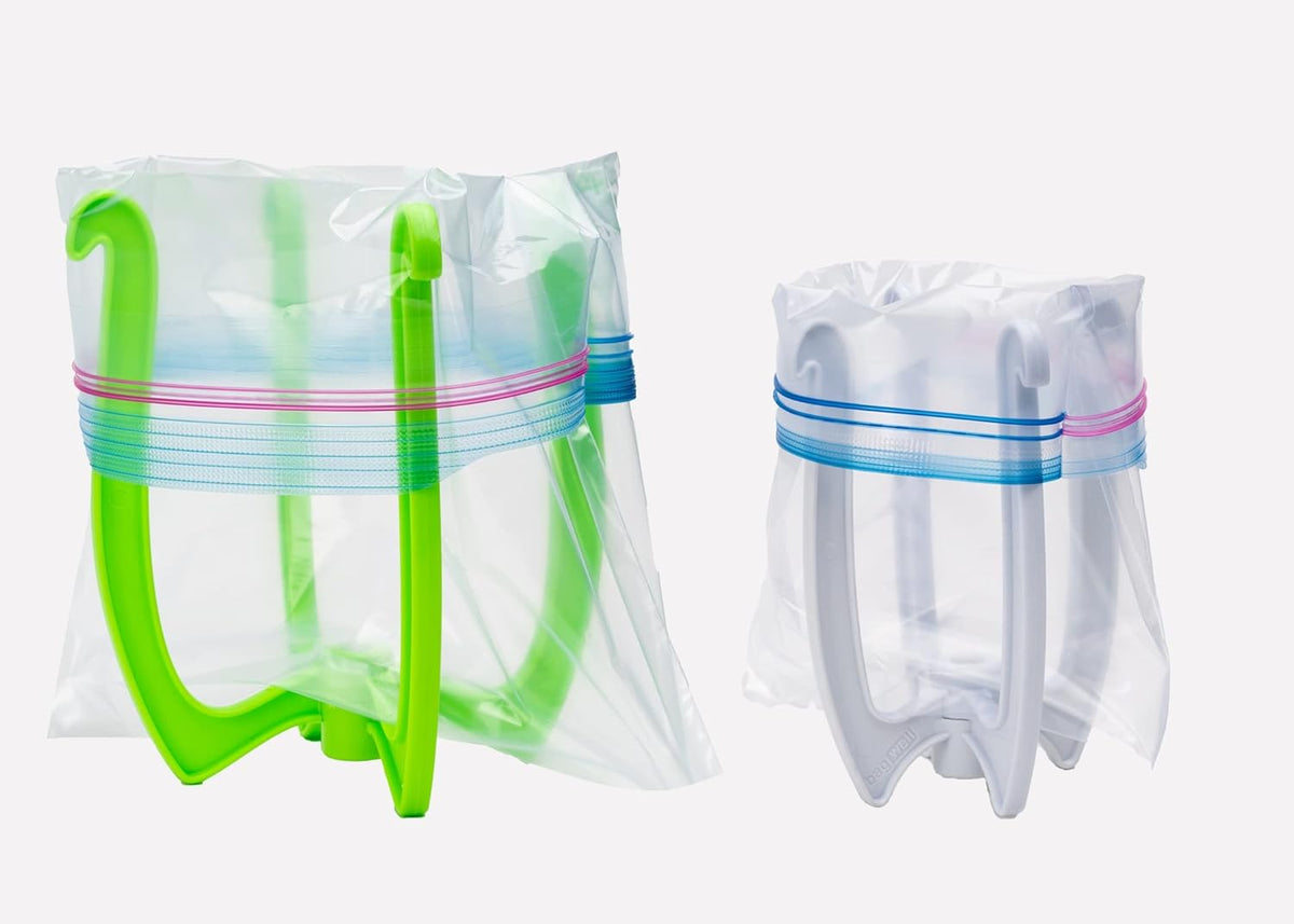 Bag Well Sealable Bag Holder for Gallon Size Food Storage Bags | Keeps bags open with both hands free, speeds up filling for meal prep or leftovers, folds flat to save kitchen space
